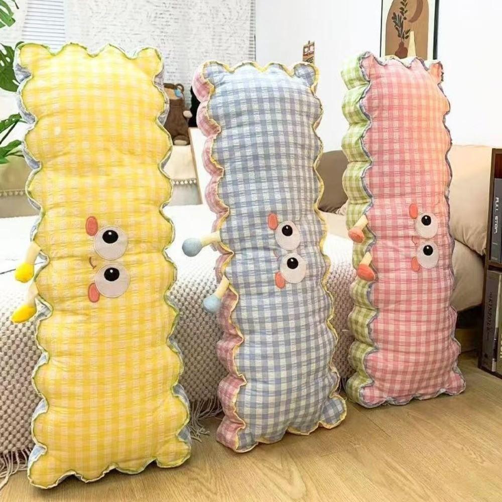 Plaid Pattern Leg Clamp Pillow Cartoon Print Side Sleeping Pillow Soft Long Body Pillow  Bedroom