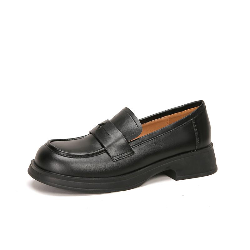 Thick heel style retro light mouth single shoes thick sole lazy woman small leather shoes woman