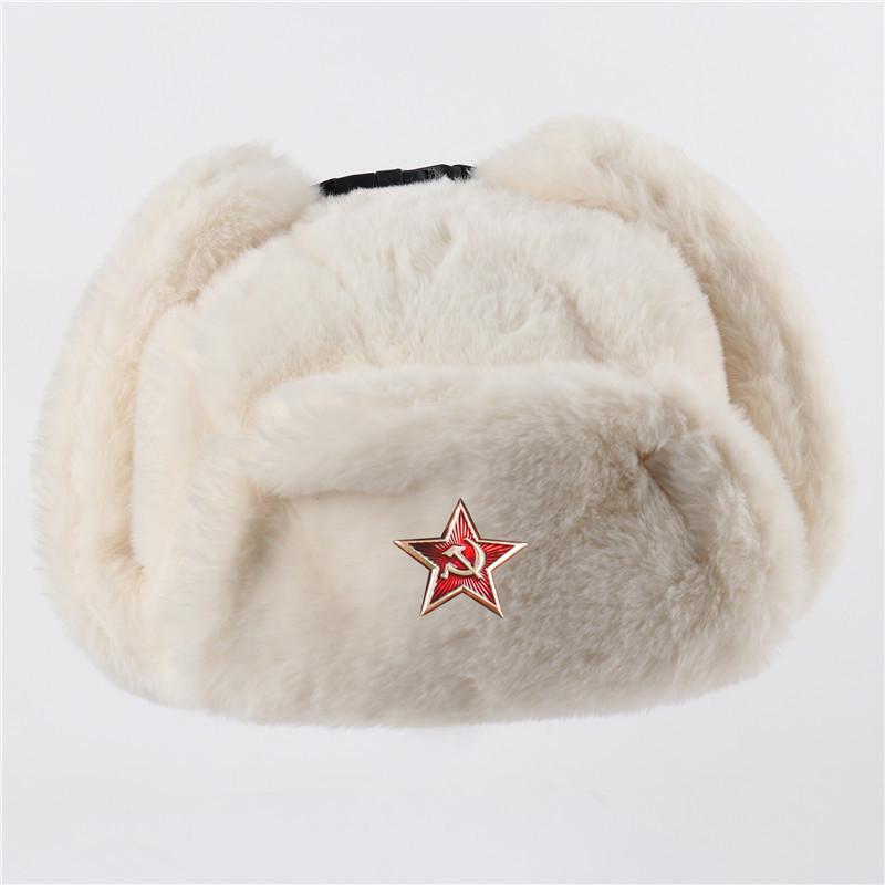 Men's and Women's Imitation Rabbit Hair Outdoor Hat, Ear Protection, Russian Full Hair Thermal Hat, Cold-proof Northeast Hat