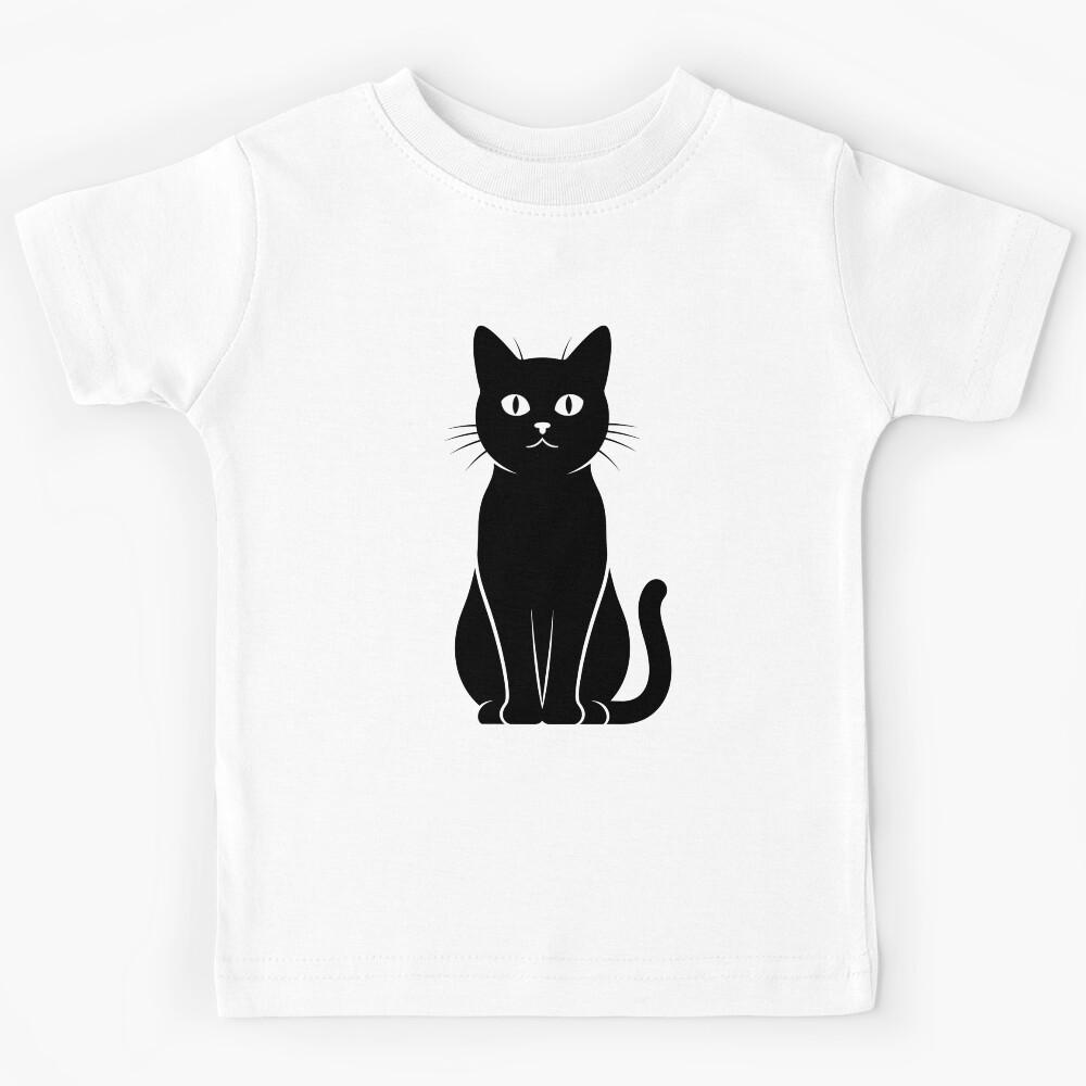 Mysterious Black Cat Face Kids T-Shirt 120