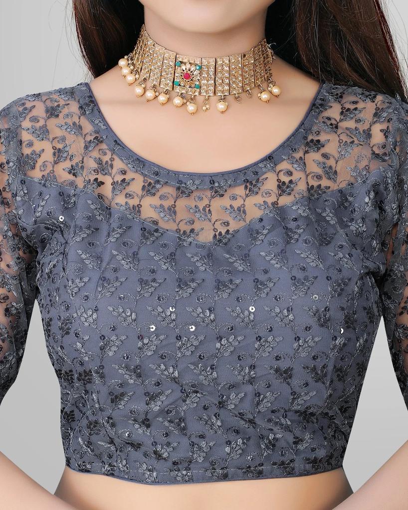 Blusa de Boda Pakistaní Cuello Redondo Choli Étnico para Mujer India Mangas Medias