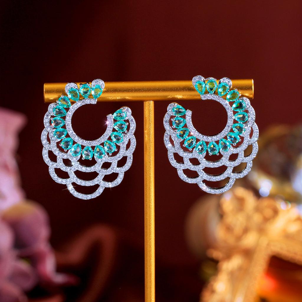 Needle French Light Luxury C-Shaped Geometric Earrings Daily Temperament Lace Zircon Earrings Stud Earrings
