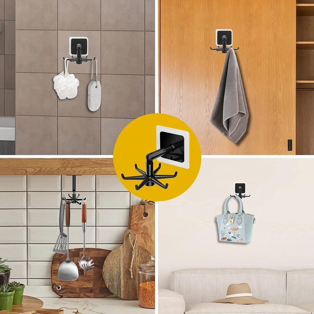 1/2Pcs Kitchen Hook Multifunctional Hook 360 Degree Swivel Rack Bathroom Wall Door Hook Bracket And Storage Spoon Rack Accessory