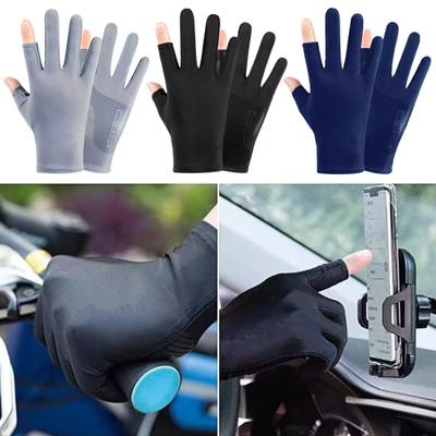 Men Sun Protection Gloves, Ultra Thin Summer Driving Gloves, Anti-Slip Palm, UV Protection Gloves for Fishing Cycling Hiking