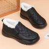 Women's Cotton Shoes, Winter Velvet Wear-resistant Moccasins, Waterproof and Warm Black Work Shoes