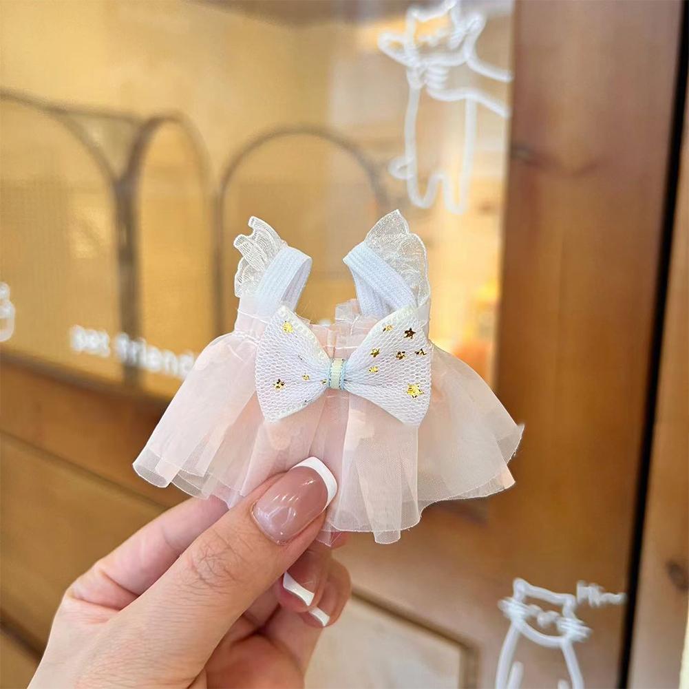 Headmaster Dog Love Transparent Yarn Bow Dress Mini Cute Doll Clothing Plush Toys Accessories Dressing Up Clothes for 13-15cm Doll