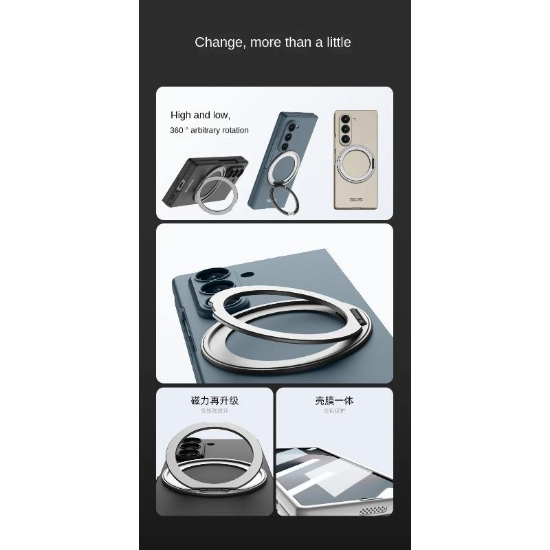 Galaxy Z Fold6 for Wireless Charging Magnetic Phone Case for Samsung Galaxy Z Fold 6 Fold 6 5G Rotating Bracket Protective Cover Holder Stand