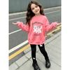 Girls' Sweet Cat Graphic Casual Comfortable Soft Loose Pullover Sweatshirt and Leggings 2-Piece Set, New Autumn/Winter, Playful, Sweet and Cool Style