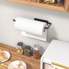 Paper Towel Holder Under Cabinet - Wall Mounted Paper Towel Holder No Drilling, Adhesive Under Cabinet Roll Holder, Black Kitchen Towel Holder, 31 x