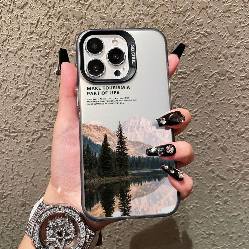 Travel Mountain Beach Proverb Laser Phone Case for Iphone 16 15 14 Pro Max Plus 17 Pro Max 13 12 Mini 11 Pro Max Cover Fundas