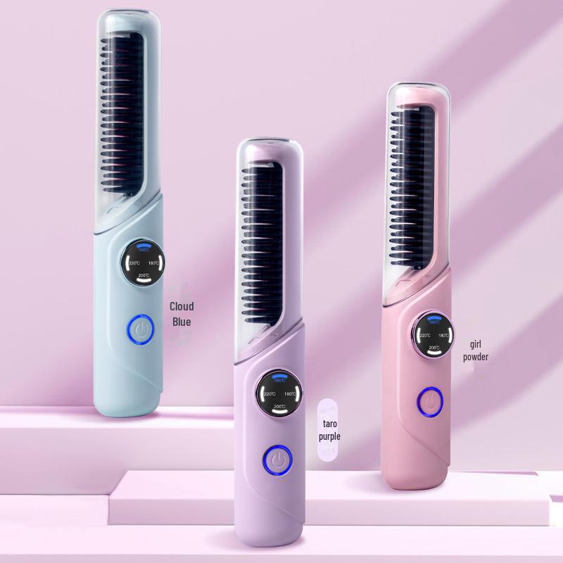 Portable Temperature-Adjustable Hair Styling Comb & Straightener
