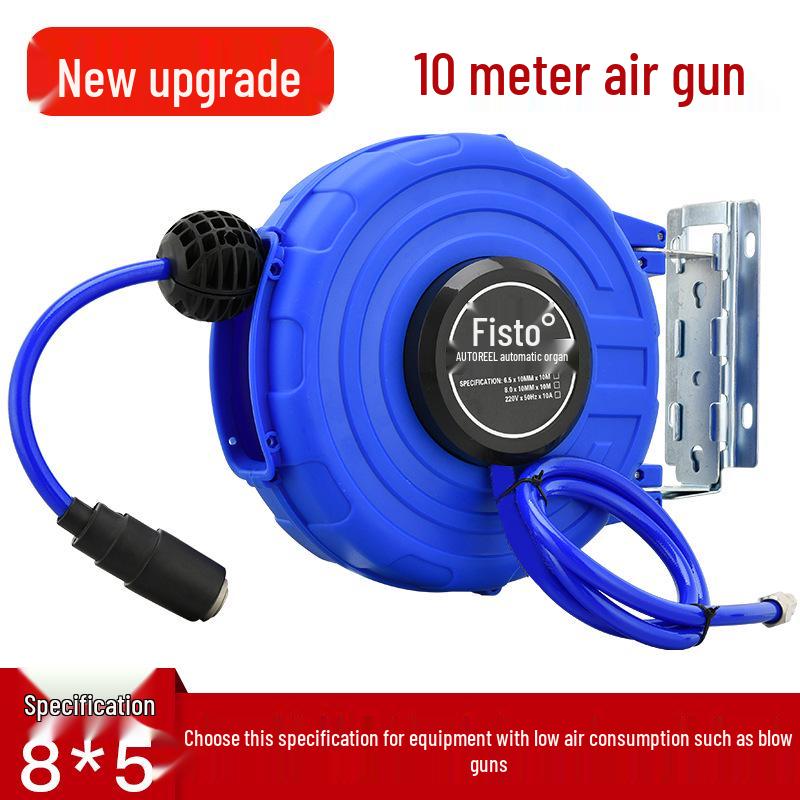 Retractable Air Hose Reel with 12*8MM Braided PU Hose for Pneumatic Tools and Car Detailing