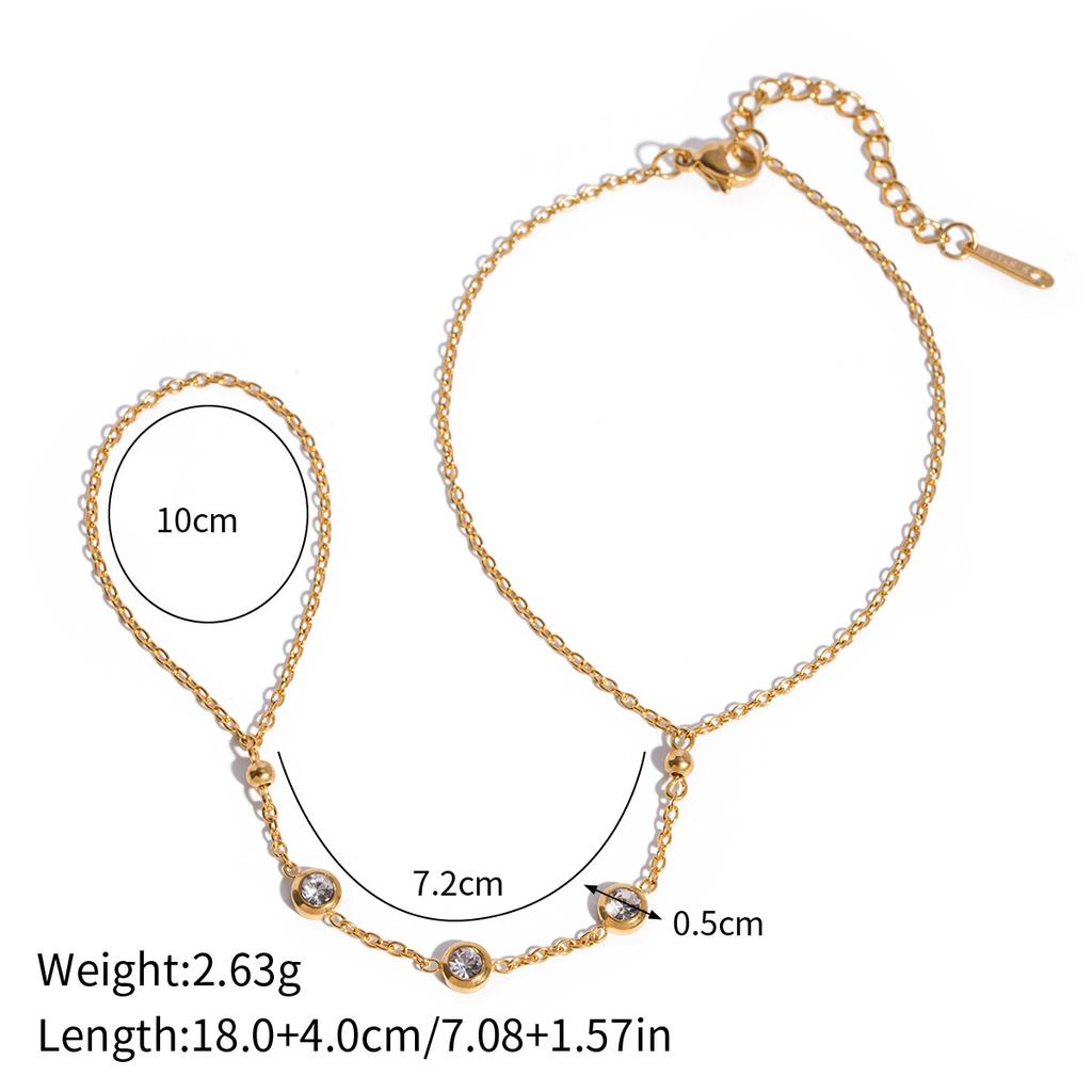 Yori Waterproof 18K Gold Plated Geometric Stainless Steel Finger Bracelet for Women High Quality Korean Dainty Jewelry Gift