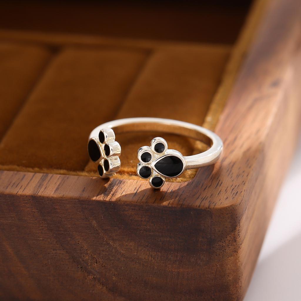 New Creative Sweet Fashion Cute 925 Sterling Silver Jewelry Personality Cat Claw Female Exquisite Opening Rings   R174