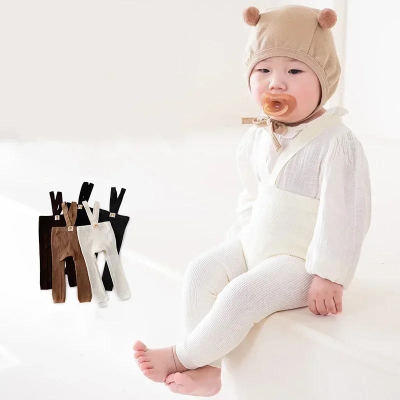0-3J Süße Einfarbige Neugeborene Baby Herbst Winter Warme Strumpfhose Strumpfhose Baumwolle Strick Mädchen Jungen Weiche Baumwolle Hosenträger Unterteil Hose