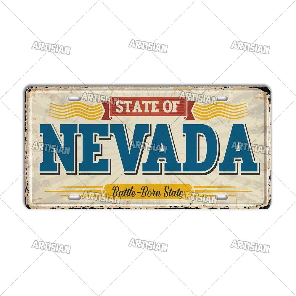 Artisian USA Car Plate Landmark Tin Sign US City State Metal Plaque Wall Decor Garage Bar Pub Club Hotel Cafe Kitchen Home