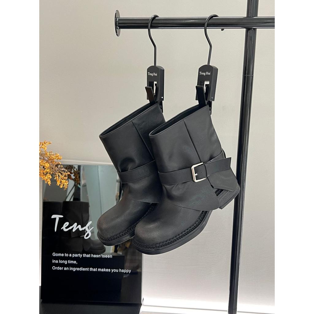 Bamuxiu platform Martin boots women's autumn and winter new Spice Girl style short trousers boots belt buckle locomotive short boots