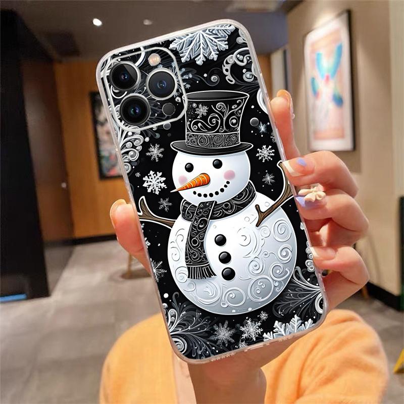 Phone Case For iphone 17 Pro Max 16 15 14 13 Pro Max 17 Air 15 16 Pro 15Plus Cute Snowman Christmas