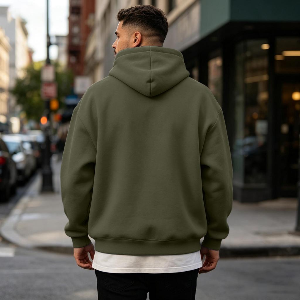 Sudadera con capucha forrada para hombre, ajuste holgado, talla grande, informal, sin botones