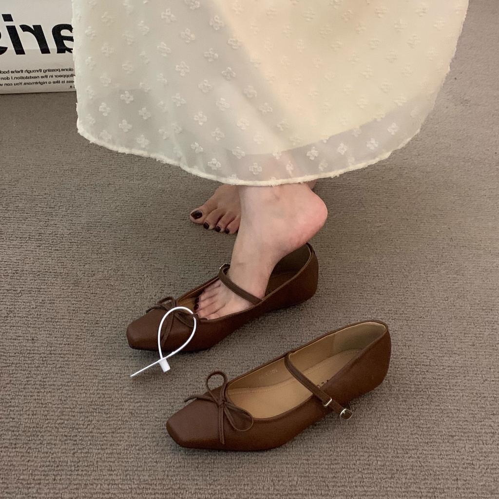 Niche slope heel black French Mary Jane single shoes women's shoes 2025 new spring and autumn evening breeze commuter grandma shoes