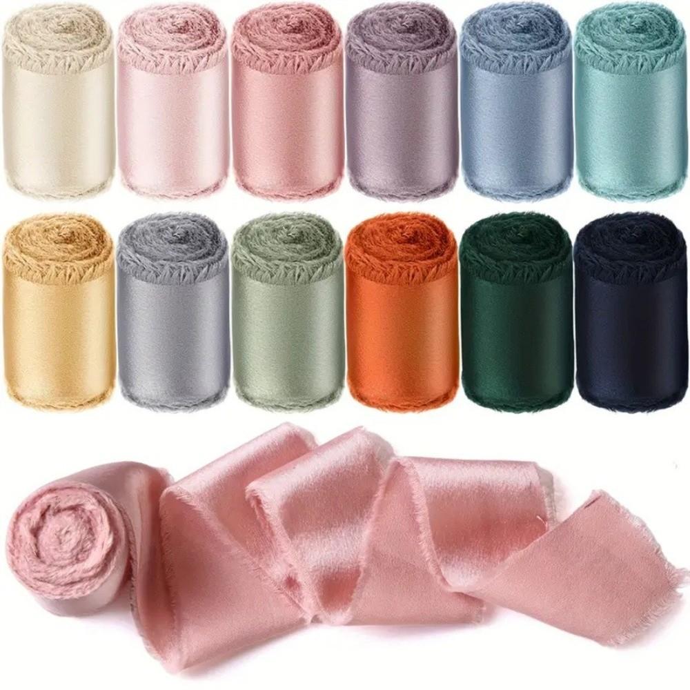 1 Roll 1.6in X 5Yd Solid Satin Ribbons Frayed Ribbons for Crafts Silk Ribbons  for Wedding Decor
