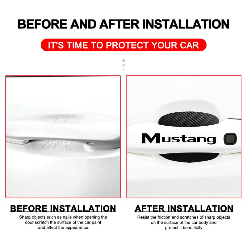 Car Door Sticker Carbon Fiber Scratches Auto Handle Protection Film For Ford Mustang Spoiler Shelby GT 350 500 Cobra E Focus 2 3 MK3 Kuga