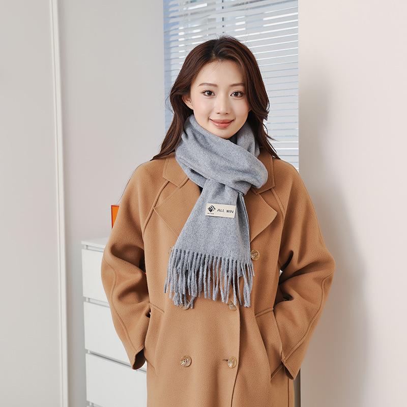 Cashmere Scarf Shawl High End New Wool Scarf Women's Winter Thickened Solid Color Scarf for Men