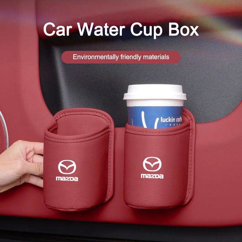 2025 Hot Car Door Water Cup Holder Back Seat Drink Rack Leather Storage Box For Mazda 2 3 5 6 8 CX5 CX-5 CX-7 CX-9 MX-5 ATENZA A
