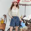 2025 Summer Korean V-Neck Hollow Loose Knit Cardigan for Women