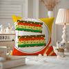 Food Illustration Cushion Cover Anti-dustmite Pillowcase Invisible Zipper Silky Short Plush Sofa Cushion Cover