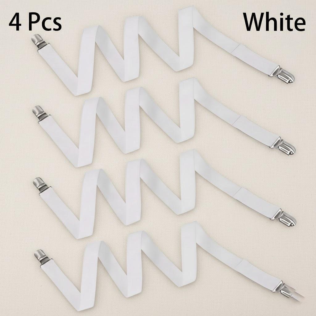 

4PCS Dual Clip Bed Sheet Fasteners Secure Sofa Covers Adjustable Anti-Slip Multi-Purpose Grippers білий