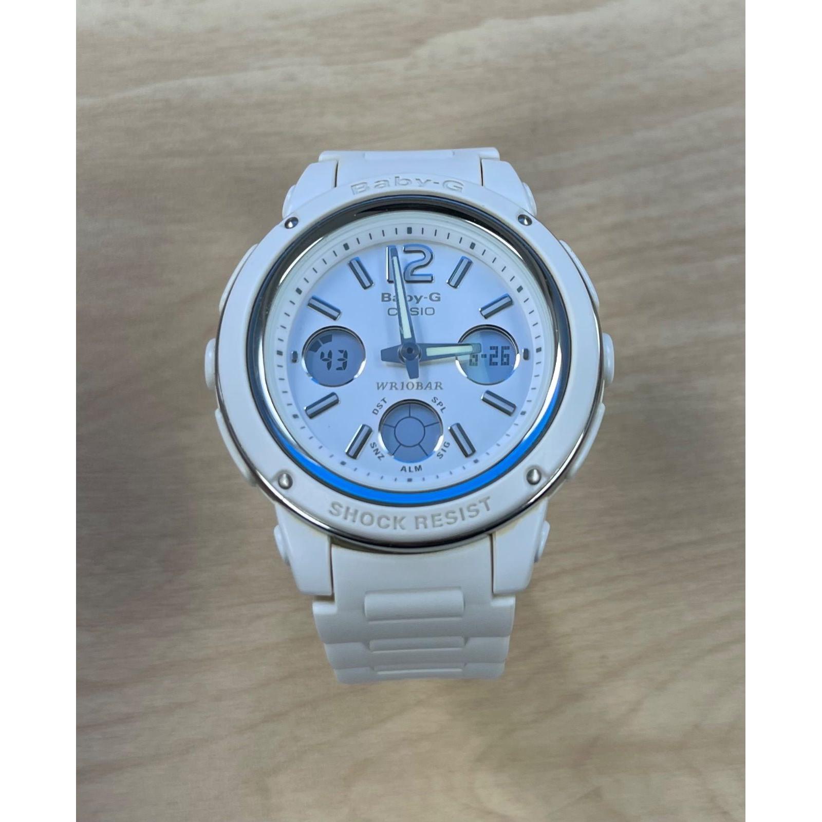 Used CASIO Baby-G BGA-150 White Ana-Digi Working item/Battery replaced