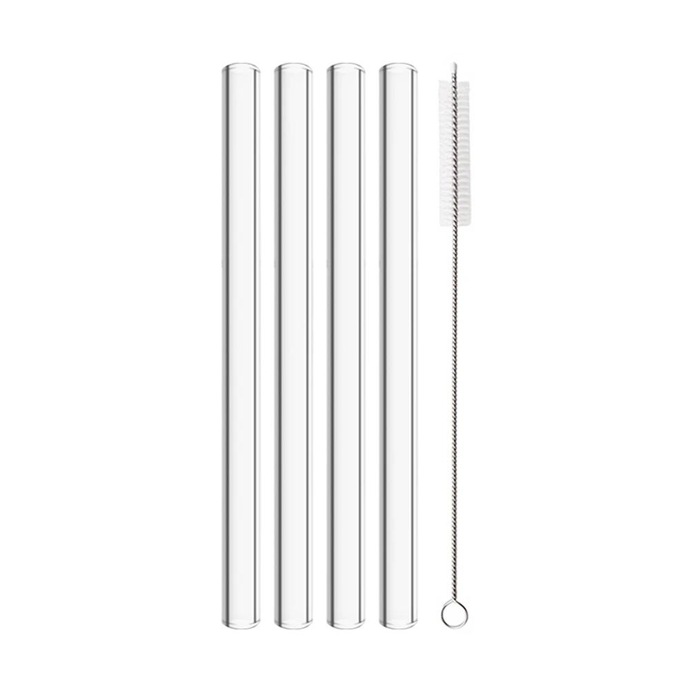 High Borosilicate Glass Straw Set Reusable Straw 12mm Wide Smoothie Straw for Bubble Tea Milkshakes Drinking for Bar Accessories