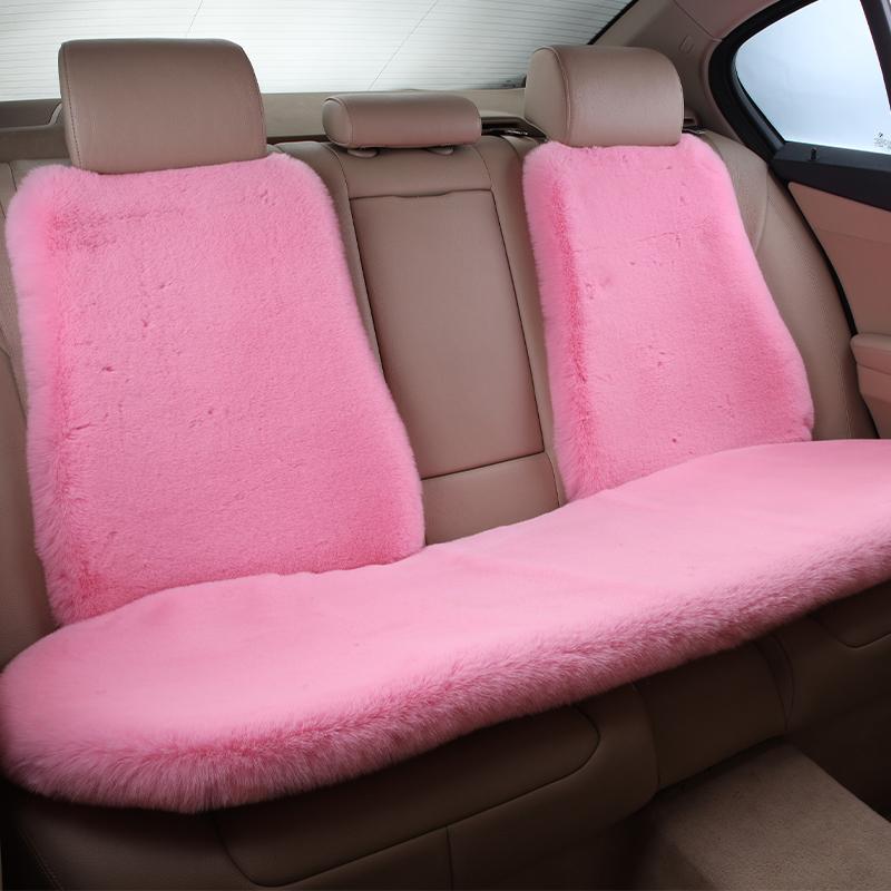 Universal Winter Car Seat Cushion Headrest Faux Fur Sheepskin Front Rear Thickened Plush Car Seat Cover Warm Fluffy Auto Cushion