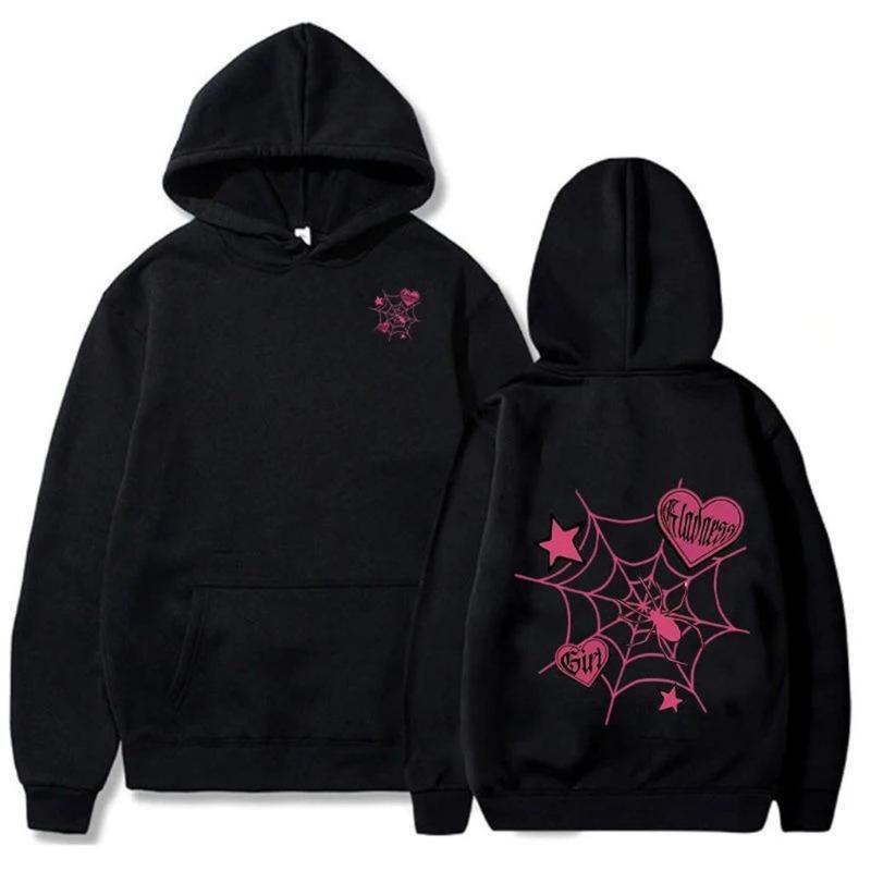 Spider Web Printed Autumn Winter Men's Hoodie Brand Hoody Y2K Clothes Vintage Fashion Unisex Long Sleeve Pullovers