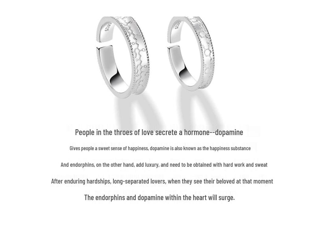 Dopamine Endorphin Sterling Silver Matching Couple Rings - Women's and Men's Gift for Girlfriend, Christmas Edition