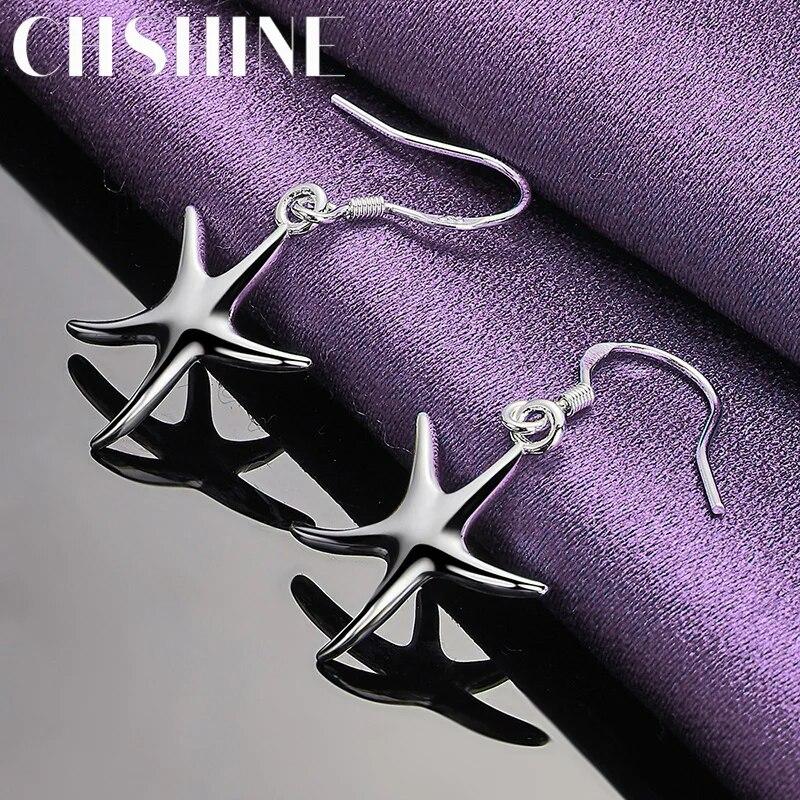 CHSHINE Náušnice z mincovního stříbra 925 ve tvaru hvězdy pro ženy Svatba Zásnuby Módní Šarm Šperky