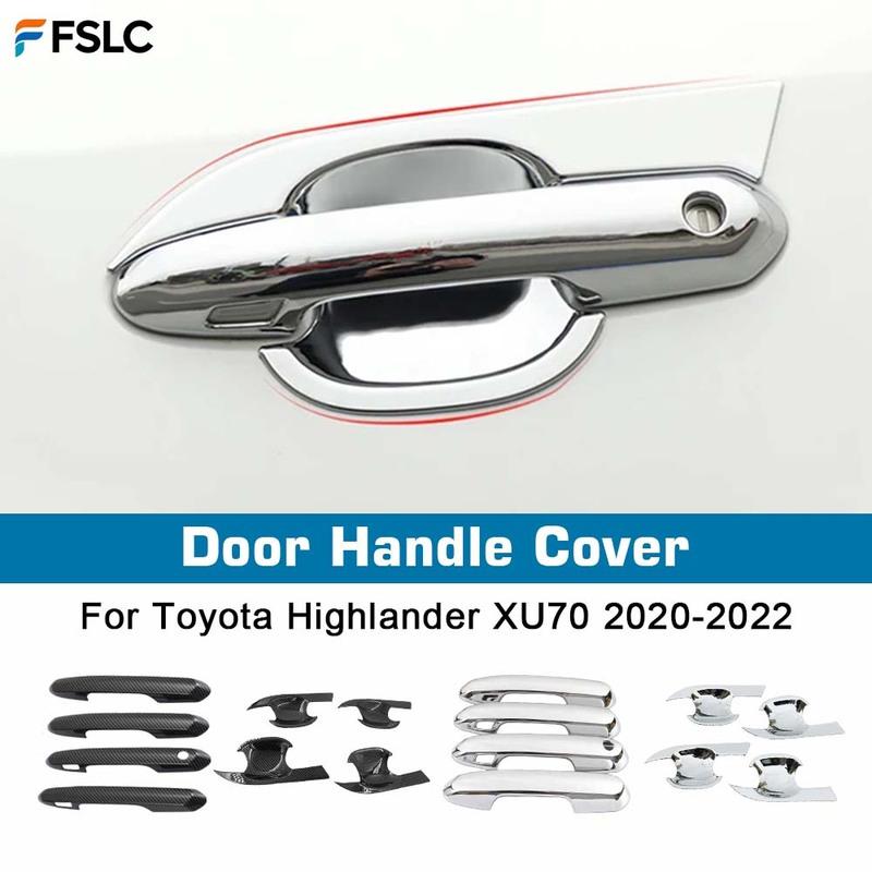 Car Decoration Door Bowl Handle Cover For Toyota Highlander XU70    Carbon Fiber Chrome Silver Cars Accessories