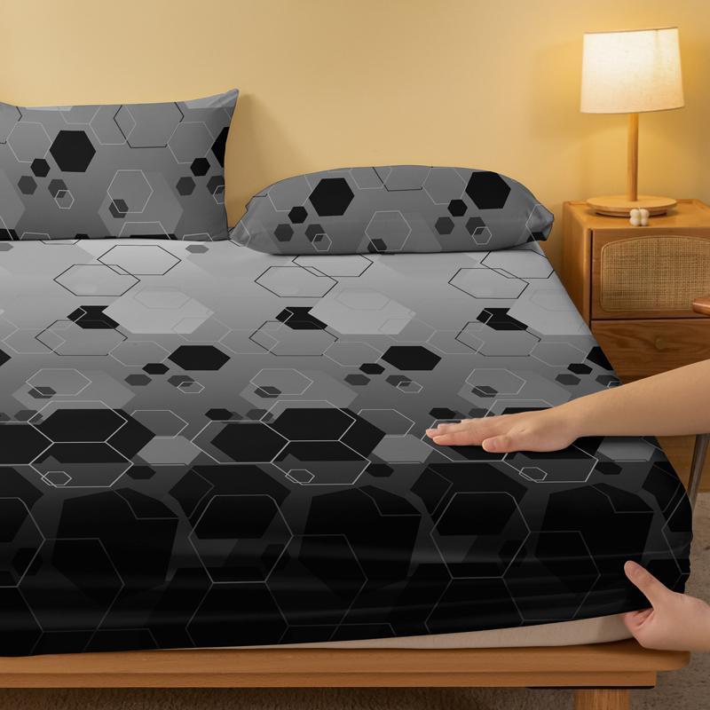 1 Piece Of Stacked Hexagonal Pattern Frosted Bedsheet, Bedroom Printed Bedspread, Bedding (Excluding Pillowcases)