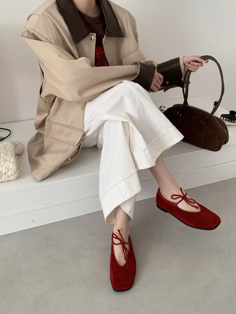 Soft-soled Single Shoes Women's Ladyshoes 2025 Autumn Fashion Shallow Bow Soft Leather Doudou Flat-soled Women's Shoes