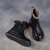 Johnature Thick Soled Genuine Leather Women's Boots Plush Warm Cotton Shoes Versatile Mid-calf Boots