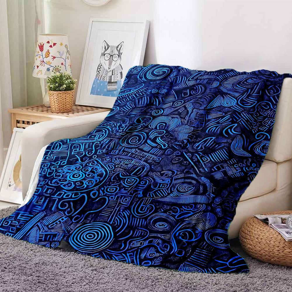 1pc Abstract Patterns Rune Blanket, Lightweight Flannel Throw Blanket for Sofa, Bed, Travel, Camping, Living Room, Office, Couch, Chair, and Bed