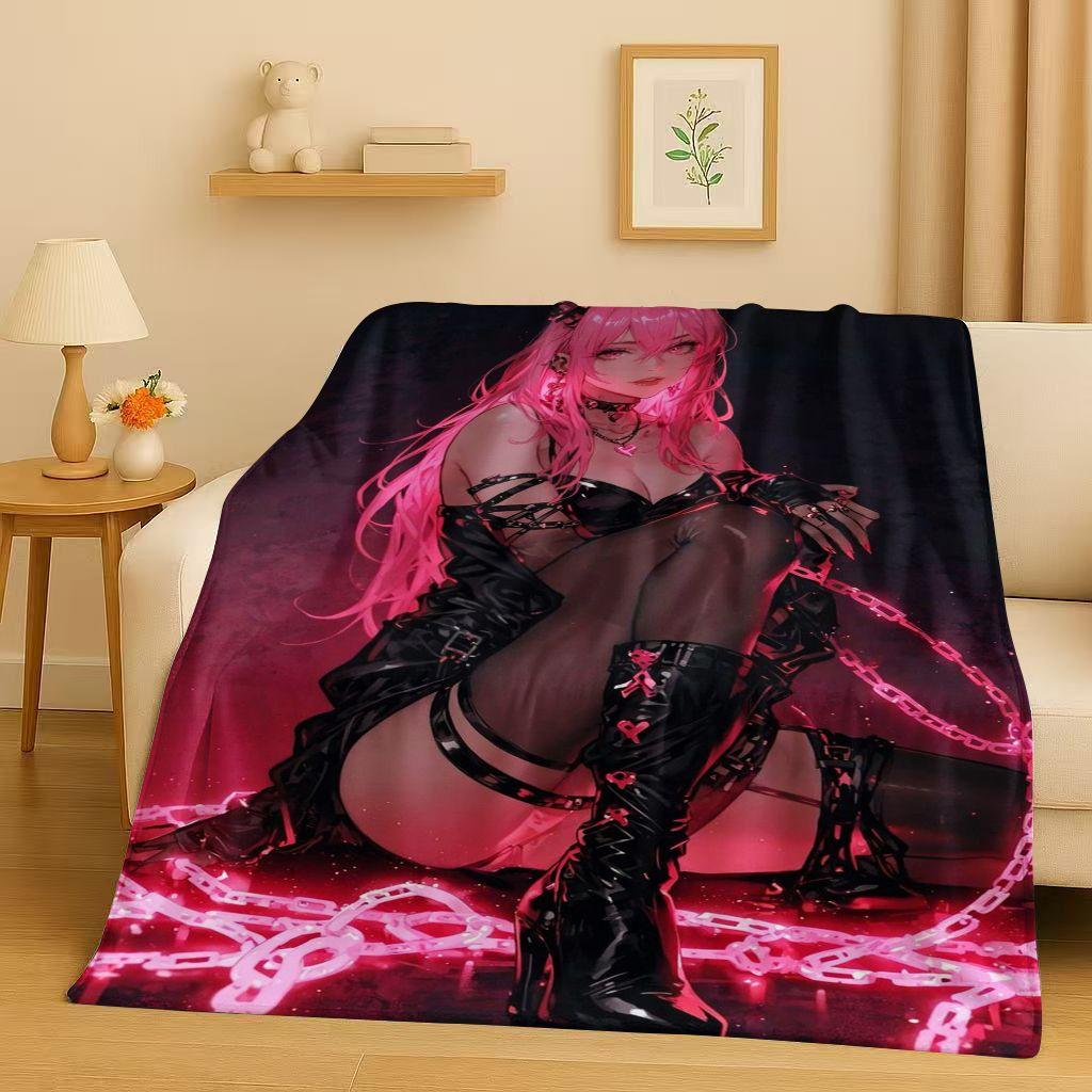 HD Sexy Girl Zero Two DARLING in The FRANXX Cartoon Flannel Blanket,Soft Warm Plush Throw for Home Bedroom Bed Sofa Cover Office 75x90cm