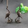 Copper Collection Red-crowned Crane Incense Burner Home Decor Small Ornaments Retro Brass Animal Miniature Sculpture Desktop