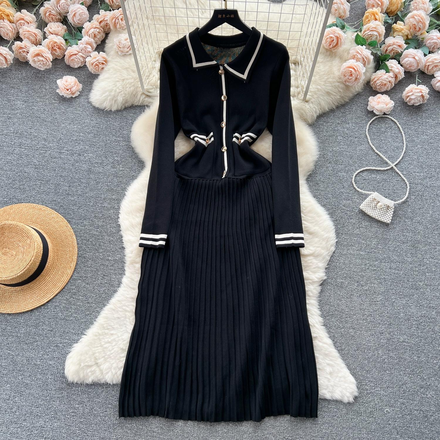 

Весна-осінь Жіночі в язані светри-пуловери з відкладним коміром з кишенею One Size чорний