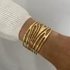 JYL Bracelet Bangle Gold Hollow Exaggerated Style Radiates Confidence & Good Fortune