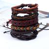 Men's Retro Woven Cowhide Bracelet DIY Six Piece Combination Multi-layer Leather Bracelet Jewelry