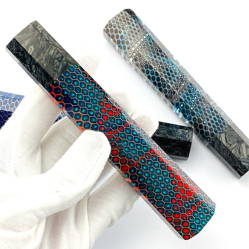 1ks karbonová vlákna + C-Tek pryskyřice osmihranná rukojeť nože pro kutily polotovar damaškový materiál rukojeti nože kuchyňský nůž