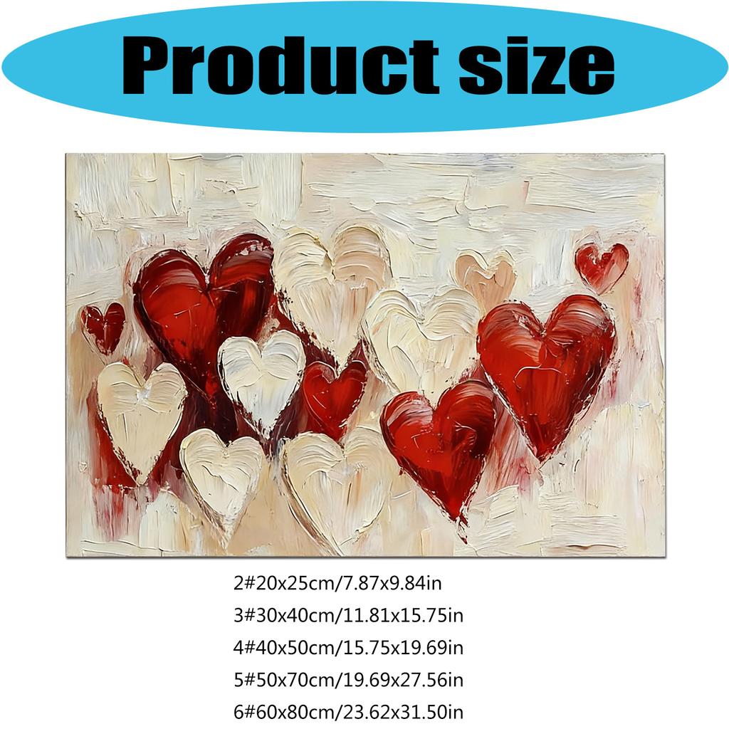 Heart Wall Art Abstract Canvas Paintings Poster Pictures Modern Abstract Artwork Decors for Office Bedroom Living Room