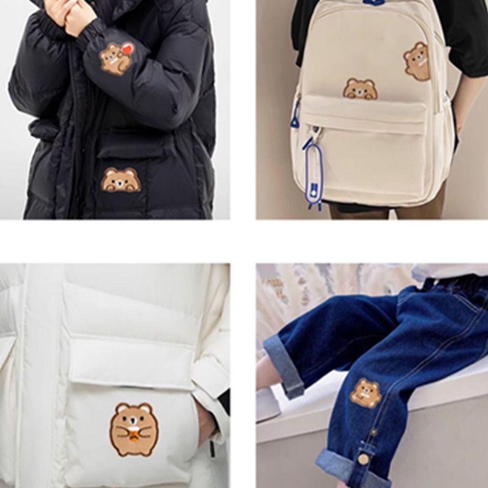 Self Adhesive Down Jacket Fabric Patch Cartoon Bear Fabric Iron On Patches  Clothing Accessories